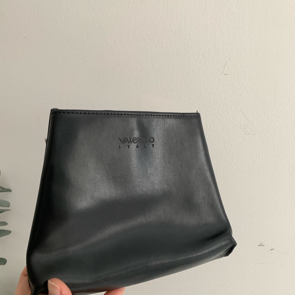 Valentino Black Leather Cosmetic Bag